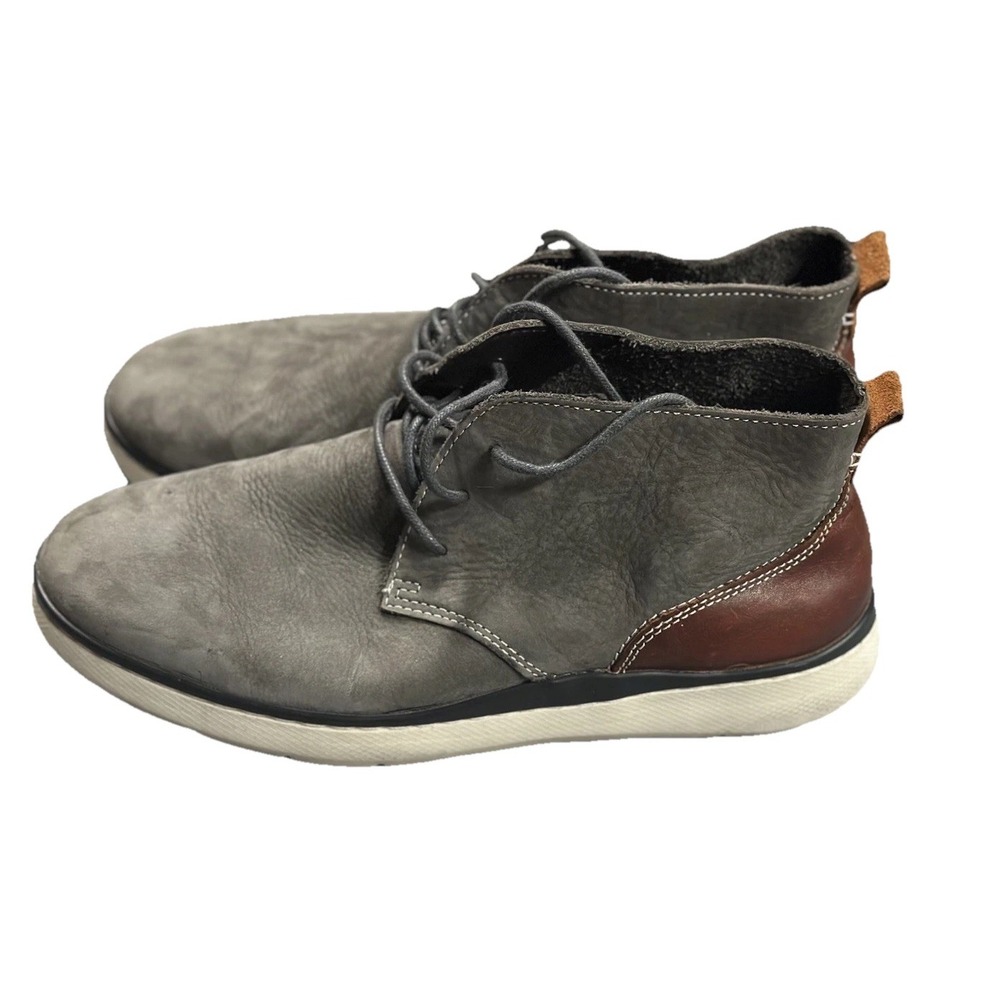 Johnston & Murphy Sheepskin Leather Boots Men's 10.5 Farley Nubuck Chukka Gray